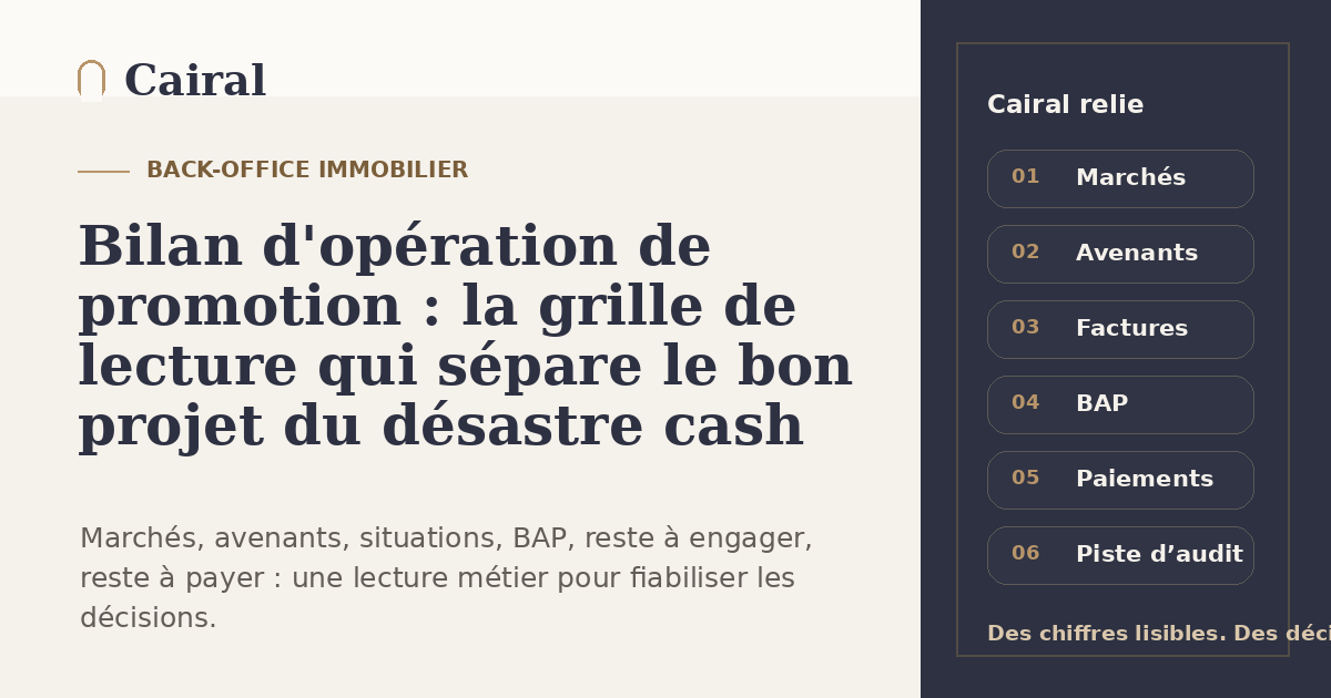 Bilan d'opération de promotion : la grille de lecture qui sépare le bon projet du désastre cash