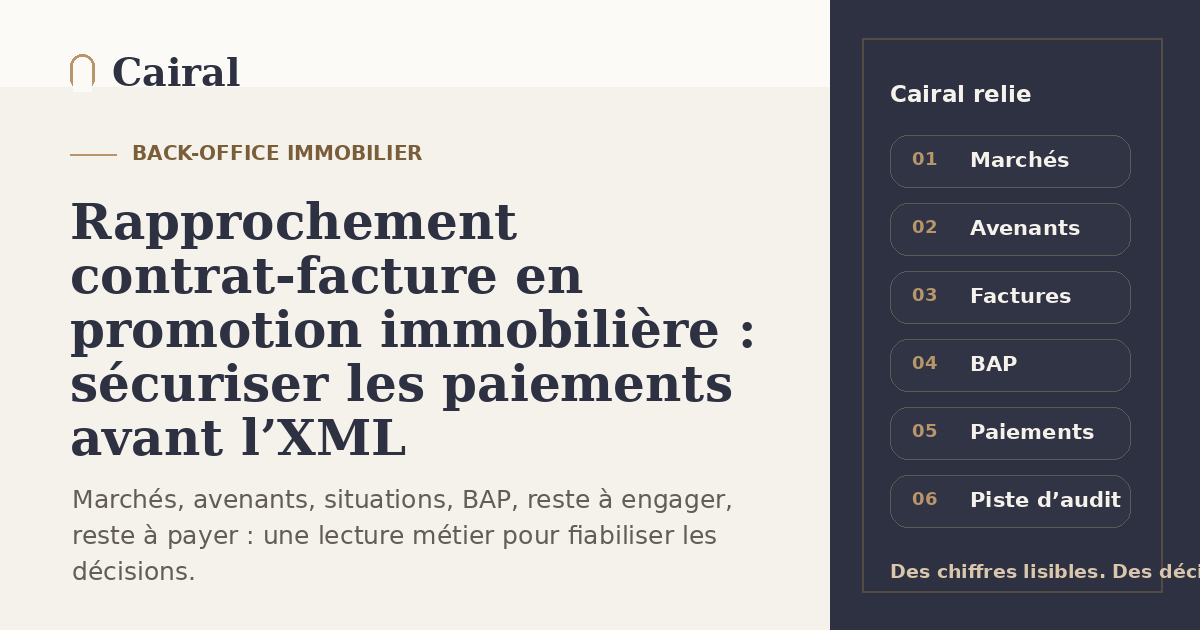 Rapprochement contrat-facture en promotion immobilière : sécuriser les paiements avant l’XML