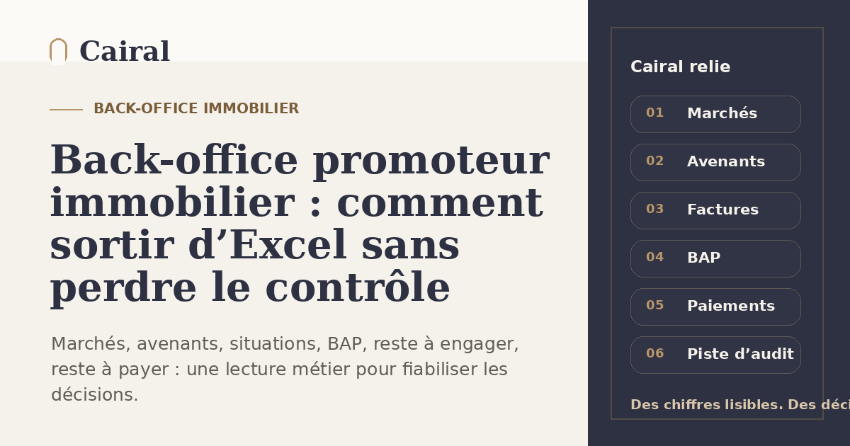 Back-office promoteur immobilier : comment sortir d’Excel sans perdre le contrôle