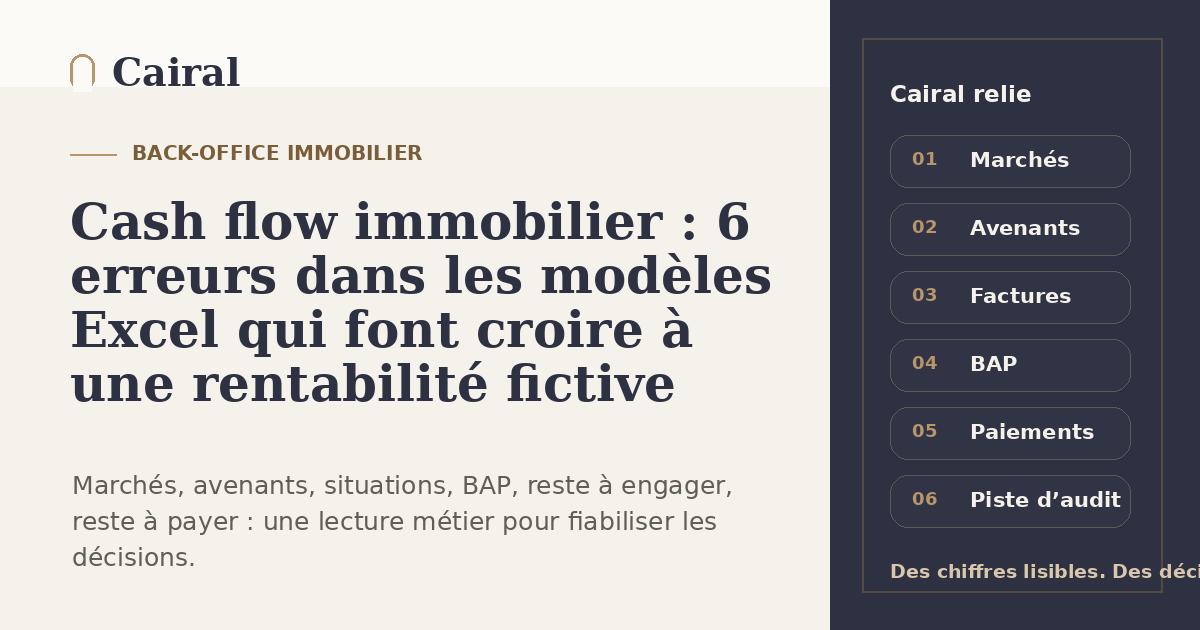 Cash flow immobilier : 6 erreurs dans les modèles Excel qui font croire à une rentabilité fictive