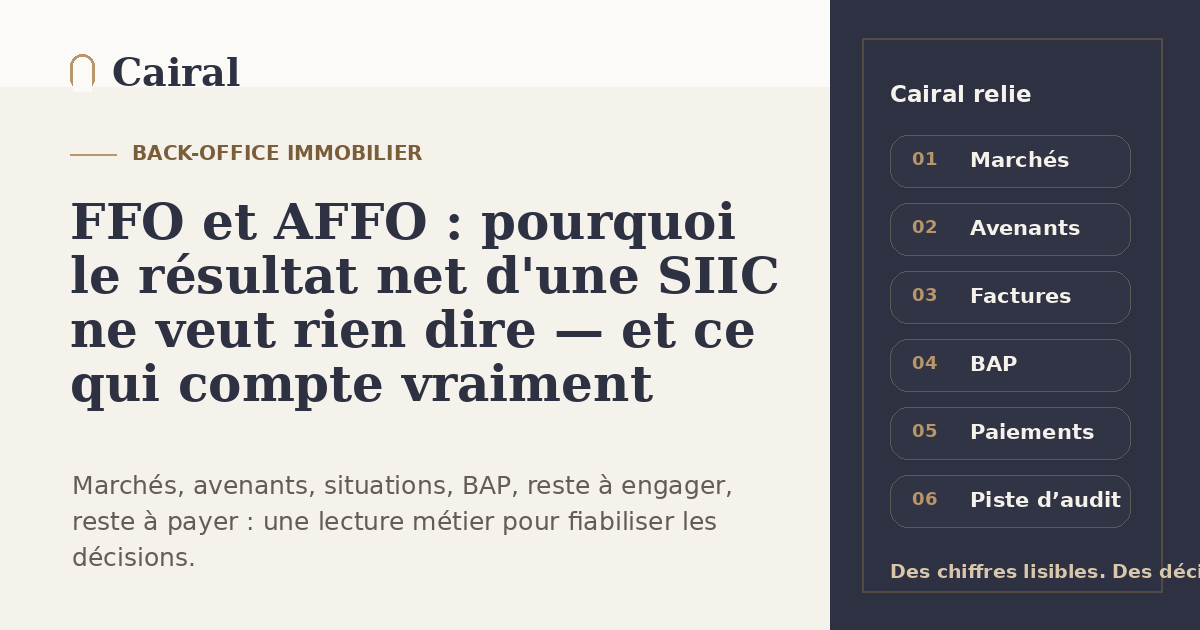 FFO et AFFO : pourquoi le résultat net d'une SIIC ne veut rien dire — et ce qui compte vraiment